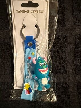 Kids Blue Monster (Sulley) Keychain with Wrist Strap - Fashion Jewelry